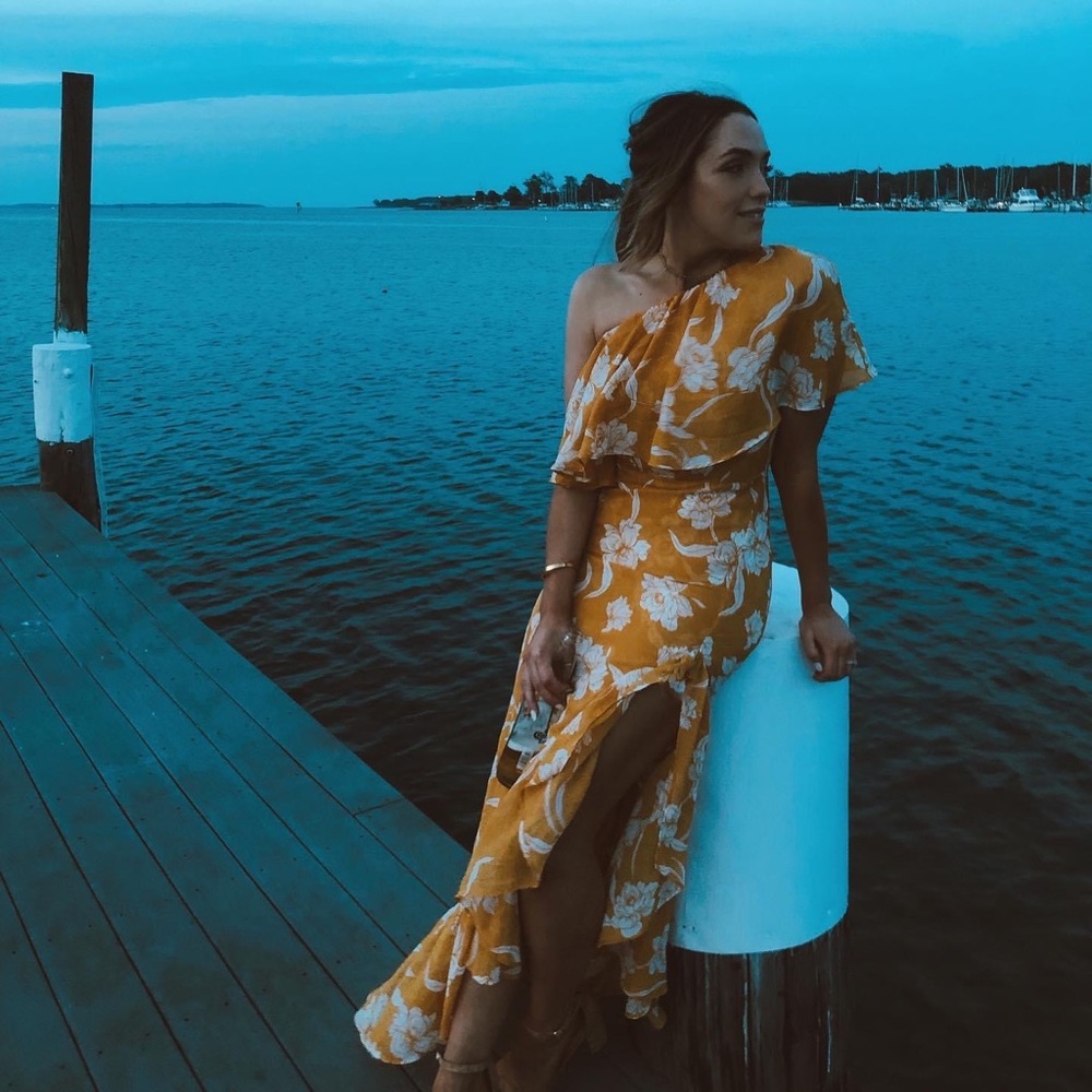 SMYM Tango Ruffle Maxi Dress Gold Small Resort